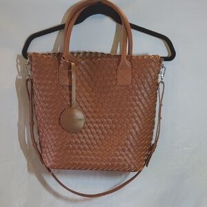 Ilse Jacobsen Hornbek Caramel Woven Faux Leather Tote Bag With Bronze Interior
